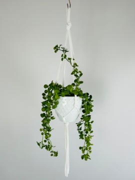 Подвесная подставка для цветов макраме из веревки в стиле бохо, белая