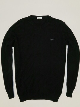 Lacoste sweter bawełniany czarne logo m