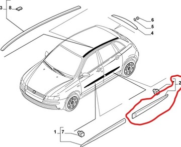 LISTWA DRZWI PRAWY TYŁ 735314534 FIAT STILO 01-07r