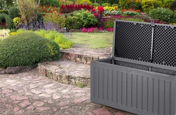 БОЛЬШОЙ ПРОЧНЫЙ САДОВЫЙ ЯЩИК, БАЛКОННАЯ ТЕРРАСА, ЯЩИК НА ЗАМОК, СИДЕНЬЕ XL