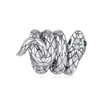 G706 Wąż kryształ srebrny charms koralik beads