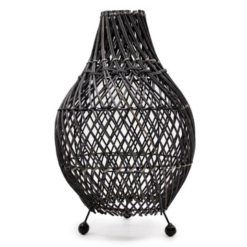 Rattanowa Lampa Stołowa Czarna