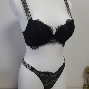 Victoria's Secret komplet bielizny czarny rozmiar 75B