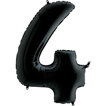 Balon foliowy cyfra 4 czarny 102cm Grabo