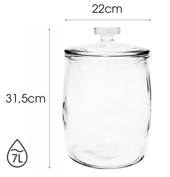 СТЕКЛЯННАЯ БАНКА, 7 Л, ДЕКОРАТИВНАЯ КУХОННАЯ БАНКА ДЛЯ ОГУРЦОВ С КРЫШКОЙ