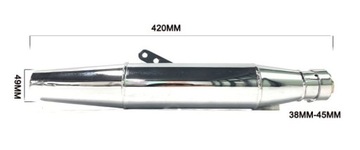 ГЛУШИТЕЛЬ МОТОЦИКЛА ХРОМ ЧЕРНЫЙ УНИВЕРСАЛЬНЫЙ ВЫХЛОПНОЙ ДЛИННЫЙ