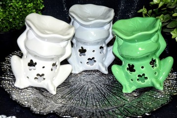 KOMINEK CERAMICZNY NA OLEJEK LUB WOSK ŻABA ZIELONY
