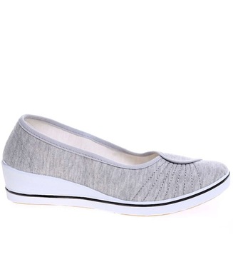 Szare damskie tenisówki slip on na niskim koturnie Buty z tkaniny 15891 38