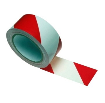 Taśma ostrzegawcza BHP biało-czerwona 50mm*33m SAMOPRZYLEPNA