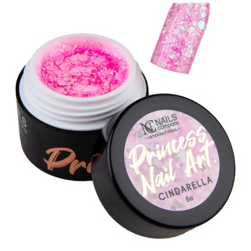 NC Żel Do Zdobień Paznokci Różowe Drobinki Princess Nail Art Gel Cindarella