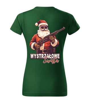 KOSZULKA T-SHIRT ZIELONA DAMSKA ŚWIĄTECZNA PREZENT WYSTRZAŁOWE ŚWIĘTA M
