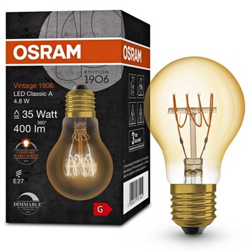 Żarówka LED E27 4,8W = 35W 2200K DIM VINTAGE OSRAM