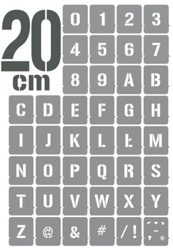 Szablony zestaw LITERY i CYFRY 20cm /malarskie/