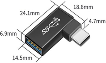 АДАПТЕР УГЛОВОЙ БОКОВОЙ OTG АДАПТЕР USB C на USB A TYPE C хост 100 Вт 5 А