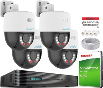 Monitoring IP Zestaw 4 Kamery Obrotowe 3Mpx Dzień Noc + Rejestrator 1TB PoE