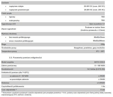 Czujnik wilgotności temperatury RS485 0-5V /0-10V