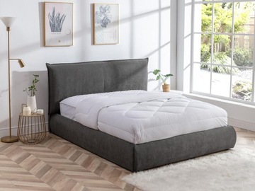 Łóżko 140 × 190 cm – sztruks – kolor antracytowy - SONETRI