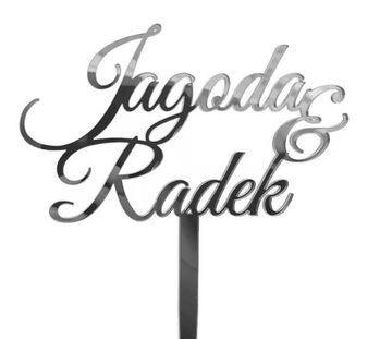 Свадебный топпер с именами жениха и невесты на торт в разных цветах.