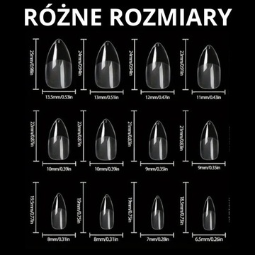 ГИБКИЕ ПРОЗРАЧНЫЕ НАСАДКИ 120 ШТ МИНДАЛЬ МИНДАЛЬ ИСКУССТВЕННЫЕ ТОНКИЕ ГИБКИЕ
