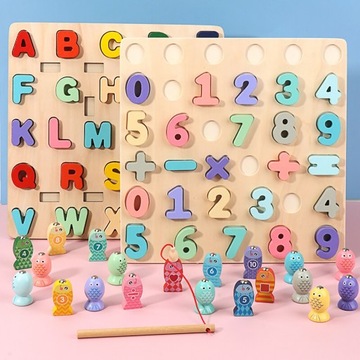 DREWNIANE RYBKI CYFRY LICZYDŁO SORTER MONTESSORI