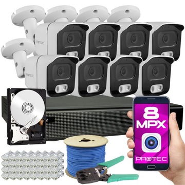 CYFROWY MONITORING 8 KAMER IP 8MPIX 4K NA SKRĘTKĘ
