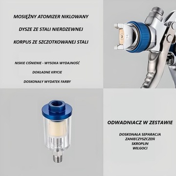 PISTOLET LAKIERNICZY HVLP 2008 DO MALOWANIA 600ml 4X DYSZA 1.3 1.4 1.7 2.0n