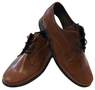 MIKO BUTY WIZYTOWE CHŁOPIĘCE KOMUNIJNE ELEGANCKIE BRĄZ R 39 W 27,00 CM