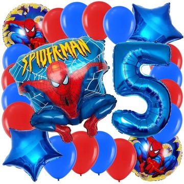 ZESTAW BALONÓW SPIDERMAN BALON CYFRA 5 LAT PIĄTE URODZINY SPIDER 22 EL.