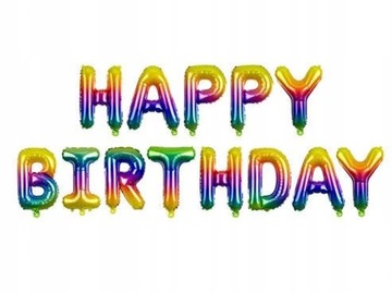 Balon foliowy Happy Birthday 340x35cm tęczowy