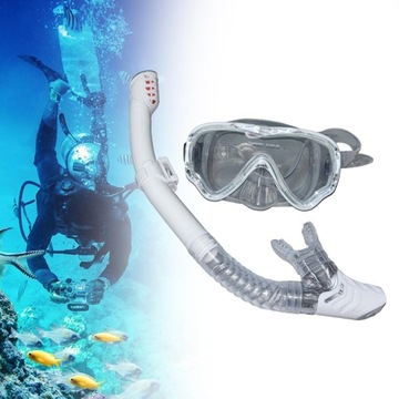 Zestaw do snorkelingu na sucho Maska do nurkowania Gogle do pływania z rurką Maska do pływania w kolorze białym