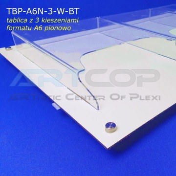 Kieszeń na ścianę, Ulotki A6 x3, ORGANIZER z plexi tablica z kieszeniami
