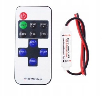 ŚCIEMNIACZ MINI RF 12V 72W + PILOT DO TAŚMY LED