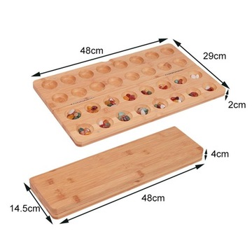 Настольная игра Манкала со складной деревянной доской и галькой из натурального камня