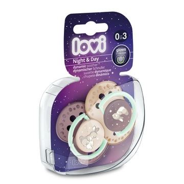 LOVI 2 smoczki smoczek dynamiczny 0-3 m Night&Day GIRL