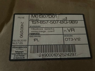 VOLKSWAGEN OE 1S1857507BF ZRCÁTKO VNĚJŠÍ