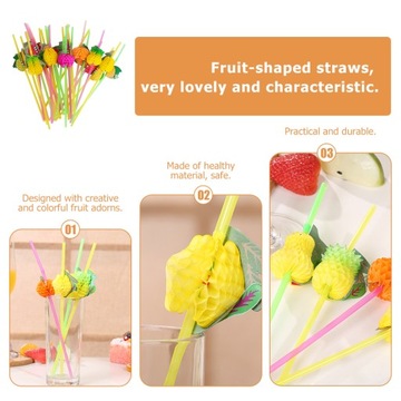 Drink Straw Fruit Party Decorations 60 Pcs