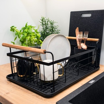 SUSZARKA DO NACZYŃ CZARNA OCIEKRAKA STALOWA MALOWANA PROSZKOWO LAVEO