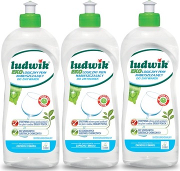 LUDWIK Ekologiczny Nabłyszczacz Płyn Nabłyszczający do Zmywarki 3x500ml