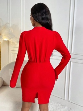 SHEIN Czerwona sukienka długie rękawy (XL)