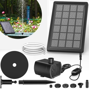 СОЛНЕЧНЫЙ НАСОС ФОНТАННЫЙ НАСОС С СОЛНЕЧНОЙ ПАНЕЛЬЮ + 4 ФОРСУНКИ 5 Вт