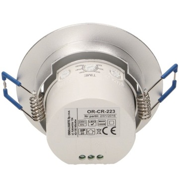 Потолочный утопленный PIR-светодиодный датчик движения, регулировка датчика, серебристый, 360°