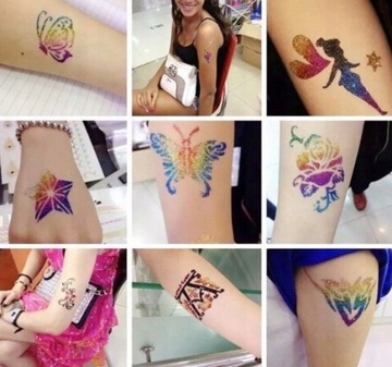 БОЛЬШОЙ НАБОР ДЛЯ ДЕЛАНИЯ БЛЕСКОВЫХ ТАТУ, ШАБЛОНЫ СДЕЛАЙ САМ