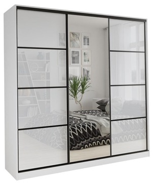 Szafa przesuwna lustro 200 cm biała połysk LOFT
