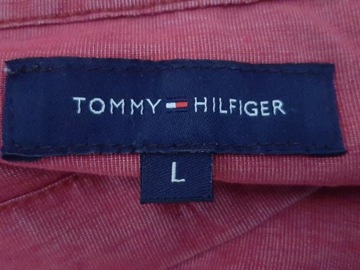 KOSZULA TOMMY HILFIGER L MĘSKA 2X LOGO JAKOŚĆ KLASYK KOLOR BARDZIEJ CEGLANY