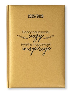 KALENDARZ NAUCZYCIELA Z CYTATEM A5 2025/2026 RIOS ZŁOTY PERSONALIZACJA