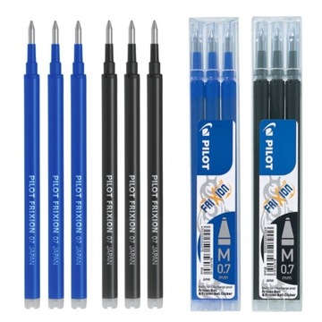 PILOT FRIXION WKŁAD 0,7 NIEBIESKI CZARNY MIX 6szt