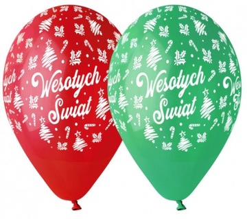 Balony lateksowe Wesołych Świąt Christmas 5 sztuk