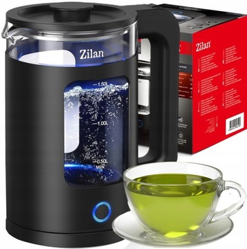 NOWOCZESNY CZAJNIK ELEKTRYCZNY SZKŁO CZARNY 1,5L 1650W