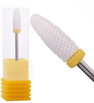 Frez Ceramiczny Stożek Delikatny Żółty Do Hybryd Żelu Akrylu Paznokci Frezy