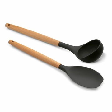 Набор из 11 КУХОННЫХ АКСЕССУАРОВ СИЛИКОНОВАЯ посуда с деревянной ручкой